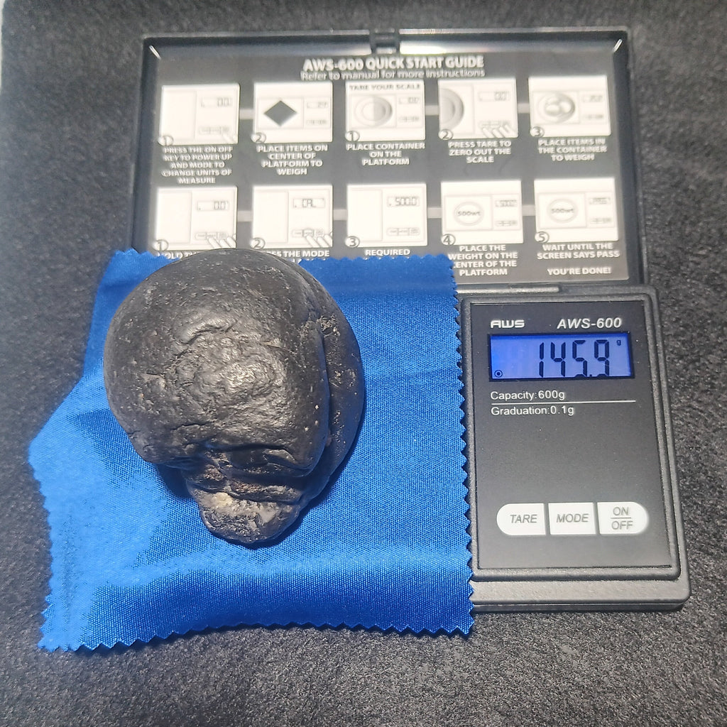 #1001 "Skully" - 145.9 grams / 777 ct - Raw Carbonado Diamond - Precambrian Impact Meteorite Specimen - Musium Quality