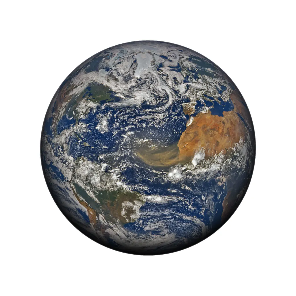 The Atlantic between Brazil and Africa today, seen by NASA's DSCOVR EPIC camera on June 18, 2020.